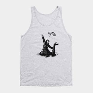 Bigfoot riding the Loch Ness monster with a UFO Tank Top